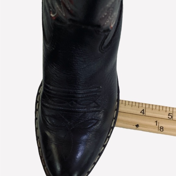 Old West Cowboy Boots Black Leather Western Pull On B8110 Child Boys Size 10.5D - Picture 9 of 11